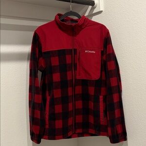 Columbia Red and Black Checkered Fleece Jacket
